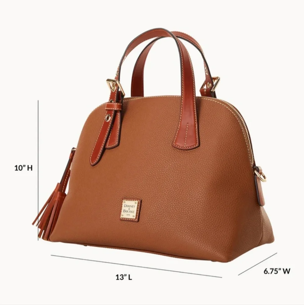 NWT Dooney & Bourke Small Audrey Pebble Grain‎ Leather Satchel: Black & Tan